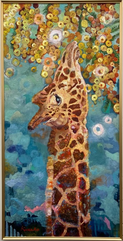 Giraffe with flowers by Kanako Sugiyama